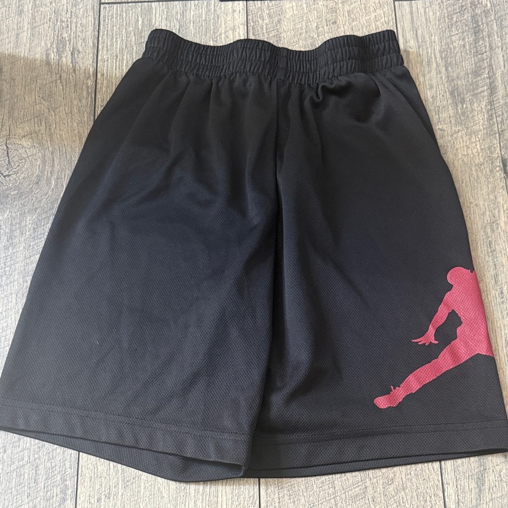 Jordan Black Athletic Shorts with Pink Jumpman Detail